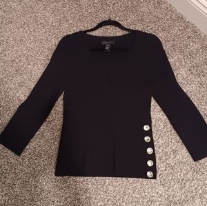 Ribbed Black V-neck top